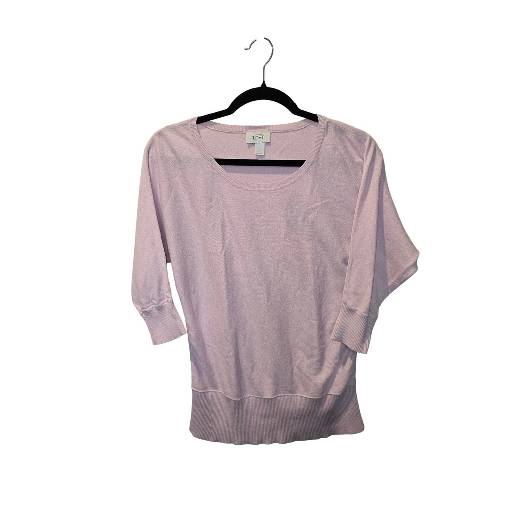 Ann Taylor LOFT Lavender Purple Dolman Sleeve Knit Sweater Top Womens M Cot blnd